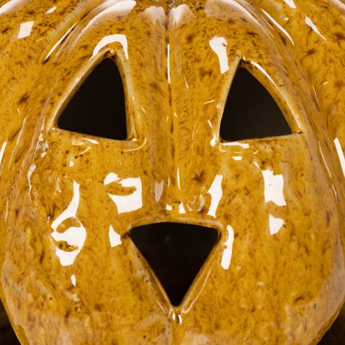 Zucca in ceramica con viso, decorazione a LED, Halloween, 19 cm | Floristik24.it