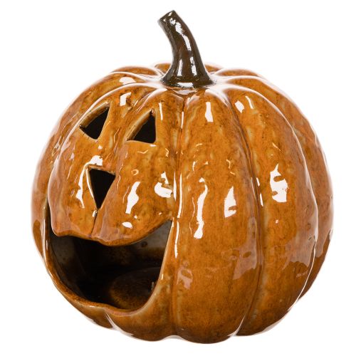 Zucca decorativa di Halloween in ceramica con LED, 15 cm | Floristik24.it
