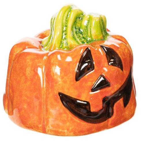 Statuetta decorativa in ceramica a forma di zucca per l'autunno e Halloween, 8 cm