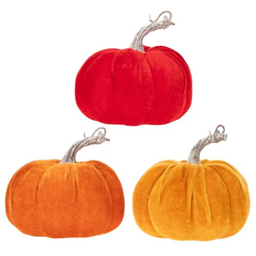 Zucca in tessuto come decorazione da tavola, decorazione autunnale, 13 cm, 3 pezzi | Floristik24.it