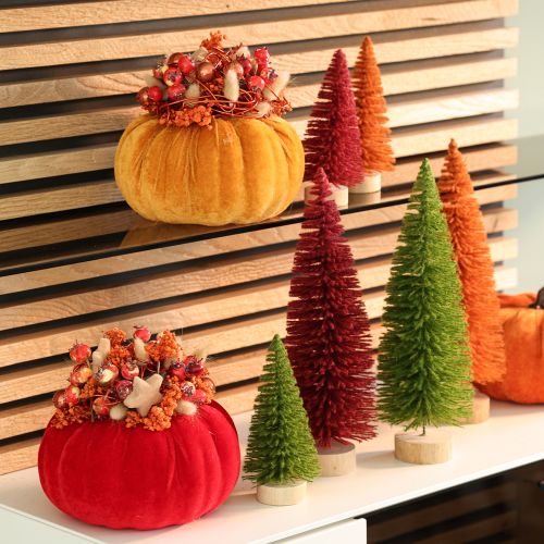 Prodotto Zucca in tessuto come decorazione da tavola, decorazione autunnale, 13 cm, 3 pezzi