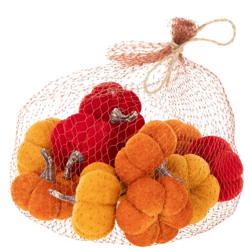 Set di zucche decorative in velluto in tre colori, mini zucche da 5 cm, 12 pezzi | Floristik24.it