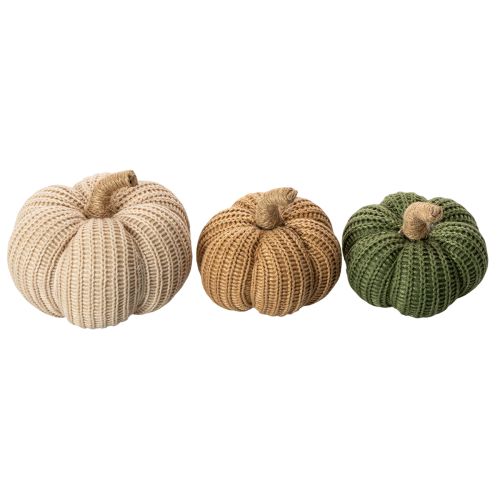 Zucca decorativa lavorata a maglia, decorazione autunnale, 10 cm, 6 pezzi | Floristik24.it