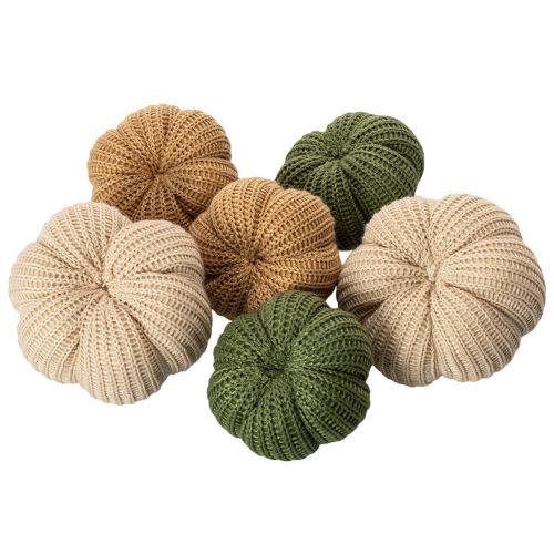 Zucca decorativa lavorata a maglia, decorazione autunnale, 10 cm, 6 pezzi | Floristik24.it