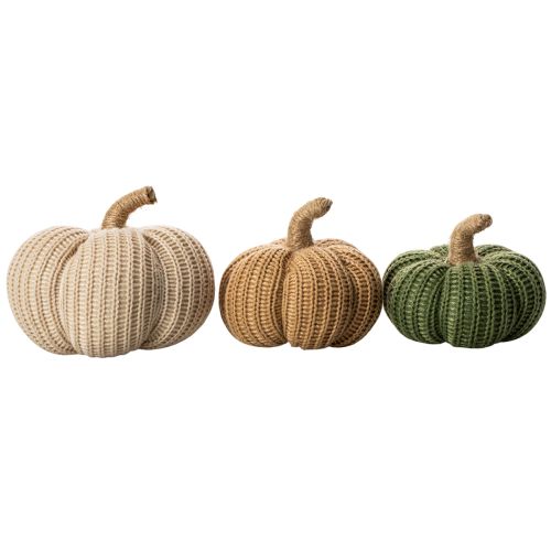 Zucca decorativa lavorata a maglia, decorazione autunnale, 10 cm, 6 pezzi | Floristik24.it