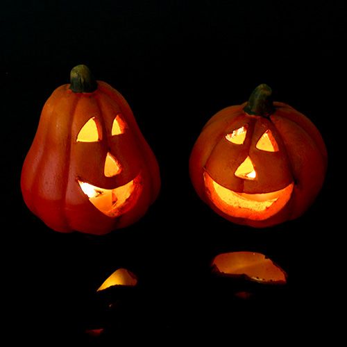 Floristik24 Lanterna di zucca mix 6cm - 8cm con LED 6 pezzi