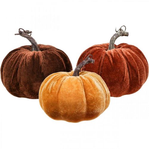 Floristik24 Zucca Deco Autunno Arancio Marrone Floccato Ø12cm 3pz