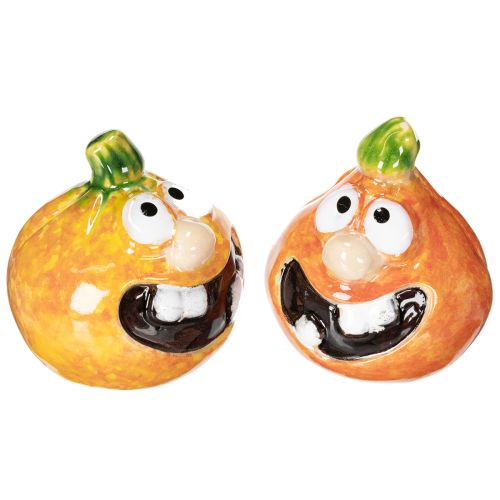 Statuetta decorativa a forma di zucca, ideale come decorazione autunnale, 6 cm, 2 pezzi.