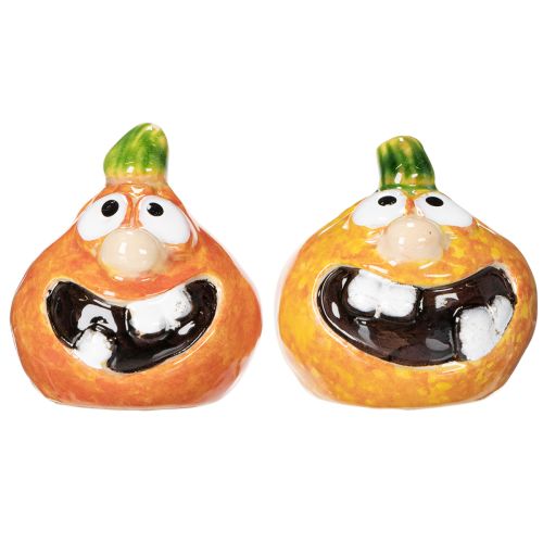 Statuetta decorativa a forma di zucca, ideale come decorazione autunnale, 6 cm, 2 pezzi. | Floristik24.it
