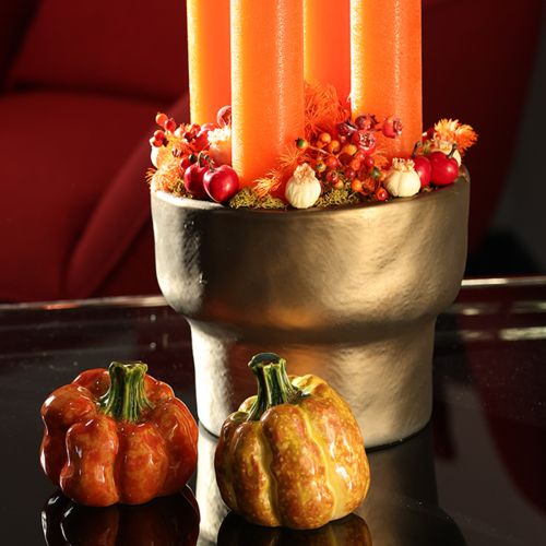Zucca decorativa per la tavola autunnale, 6 cm, 2 pezzi | Floristik24.it