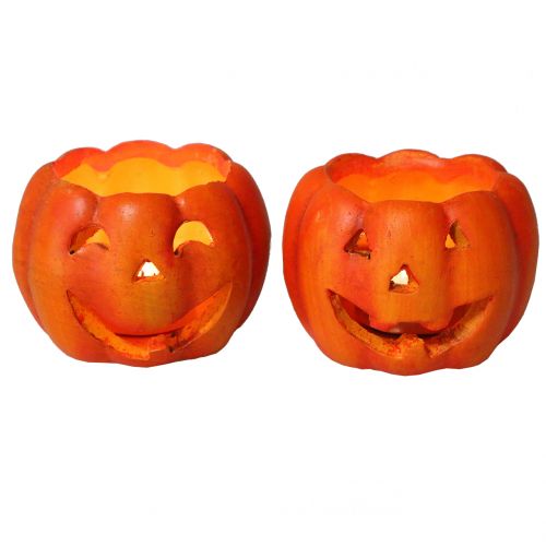 Floristik24 Lanterna zucca arancione Ø8,5 cm H6,5 cm 2 pezzi