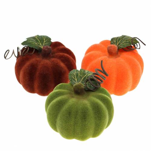 Prodotto Mini zucca floccata arancione, verde, rossa Ø9cm 6pz