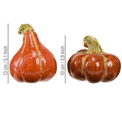 Prodotto Zucche in ceramica decorazione autunnale marrone arancione 10/13cm 2 pezzi