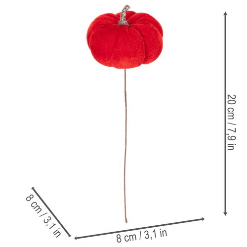 Zucca decorativa su filo, decorazione autunnale, velluto, set tricolore, 8 cm, 9 pezzi | Floristik24.it