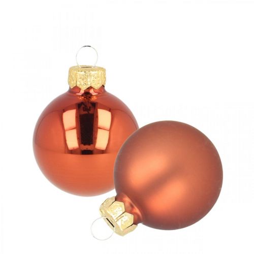 Prodotto Mini palline di Natale in vetro rosso ruggine opaco/lucido Ø2cm 44pz