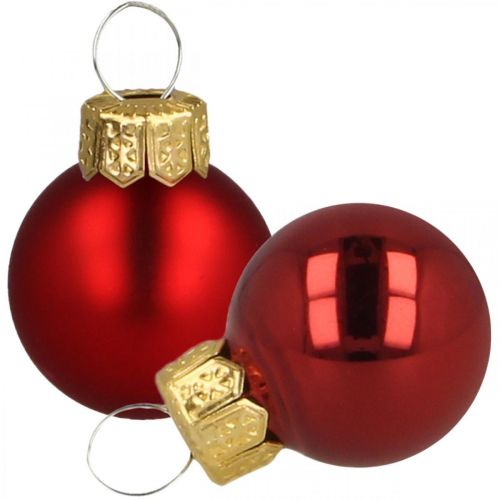 Prodotto Mini palline di Natale in vetro rosso opaco/lucido Ø2cm 44 pezzi