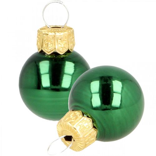 Prodotto Mini palline di Natale in vetro verde opaco/lucido Ø2cm 44p