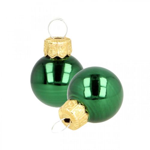 Floristik24 Mini palline di Natale in vetro verde opaco/lucido Ø2cm 44p