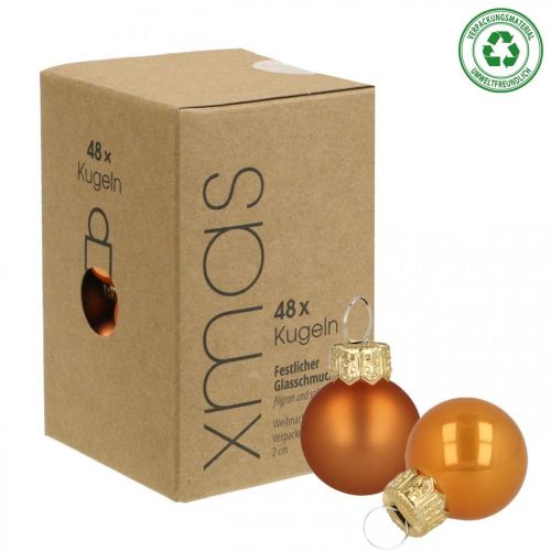 Prodotto Mini palline di Natale vetro arancio opaco/lucido Ø2cm 44p