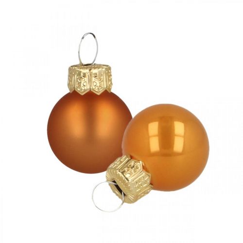 Floristik24 Mini palline di Natale vetro arancio opaco/lucido Ø2cm 44p
