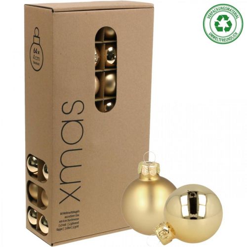 Floristik24 Palle di Natale vetro oro sfera di vetro opaco/lucido Ø4cm 60 pz