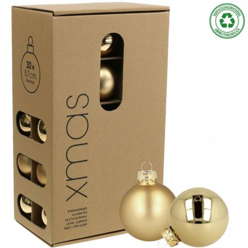 Floristik24 Palle di Natale vetro dorato opaco lucido Ø5.5cm 26pz