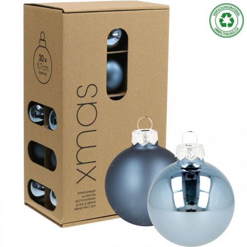 Floristik24 Palle di Natale vetro blu opaco lucido Ø5.5cm 26pz