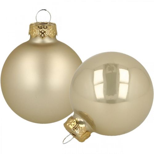 Floristik24 Palle di Natale vetro crema opaco lucido Ø5.5cm 26pz