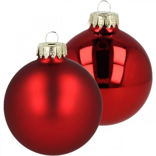 Floristik24 Palle di Natale vetro sfere di vetro rosse lucide opaco Ø8cm 14 pezzi