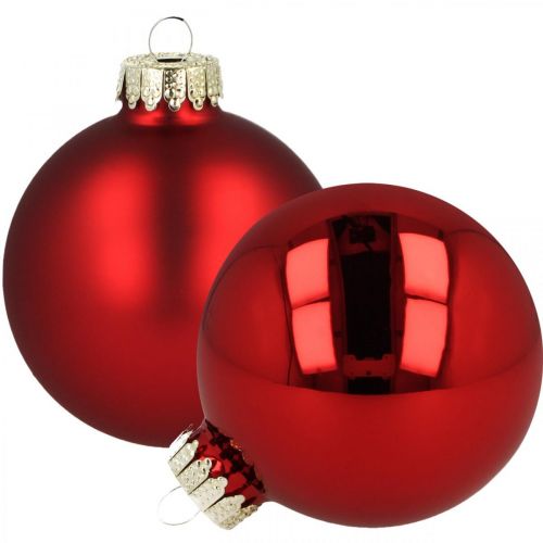 Palle di Natale vetro sfere di vetro rosse lucide opaco Ø8cm 14 pezzi