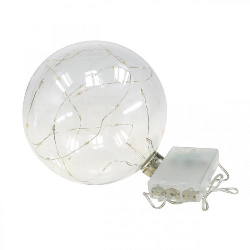 Floristik24 Sfera di Natale Sfera LED Ø10cm 15L all&#39;interno timer bianco caldo