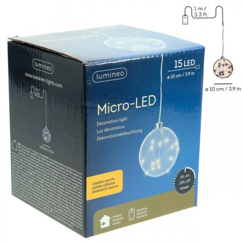 Floristik24 Sfera LED interna Ø10cm Timer bianco caldo 15L colorato