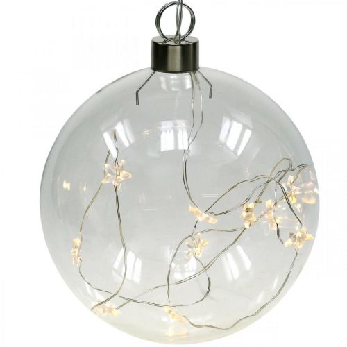 Palla di Natale Sfera LED Ø12cm 15L all&#39;interno timer bianco caldo