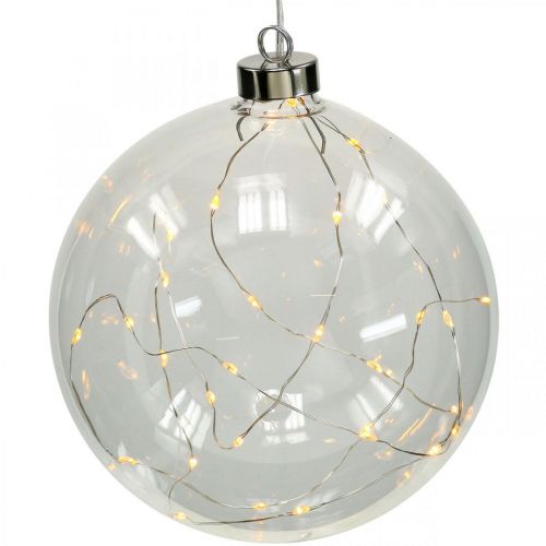 Floristik24 Sfera di Natale Sfera LED Ø15cm 30L all&#39;interno timer bianco caldo