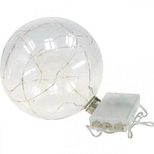 Floristik24 Sfera di Natale Sfera LED Ø15cm 30L all&#39;interno timer bianco caldo