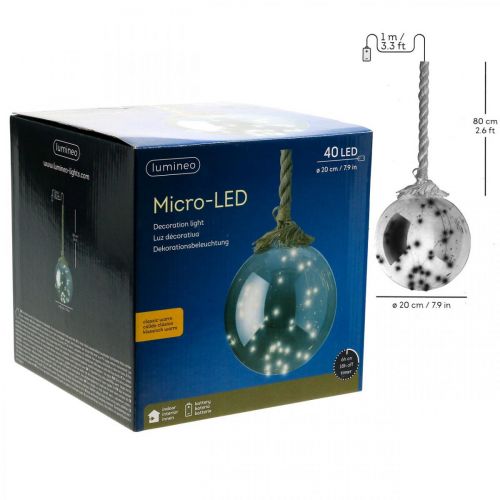 Prodotto Sfera LED interna Ø20cm timer bianco caldo 40L colorato