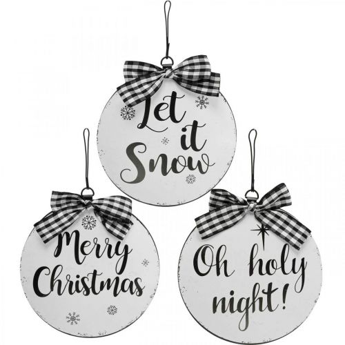 Floristik24 Appendino decorativo Palla per albero di Natale in metallo vintage Ø15cm 3 pz