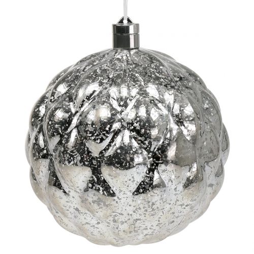 Sfera in plastica argento Ø20cm con LED 15er e batterie