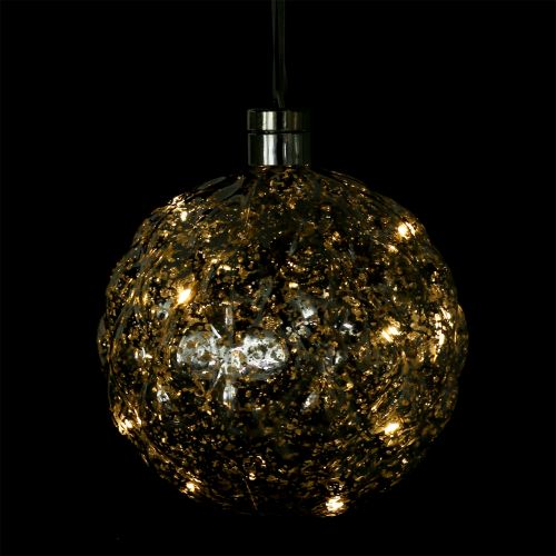 Floristik24 Sfera in plastica argento Ø20cm con LED 15er e batterie