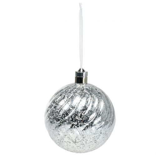 Floristik24 Sfera in plastica argento 15cm con 10 LED e batterie