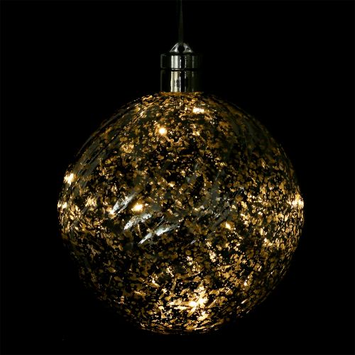 Prodotto Sfera in plastica argento 15cm con 10 LED e batterie