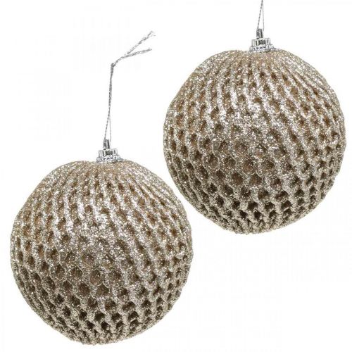 Floristik24 Palla di Natale palla champagne a nido d'ape Ø8cm 6 pezzi