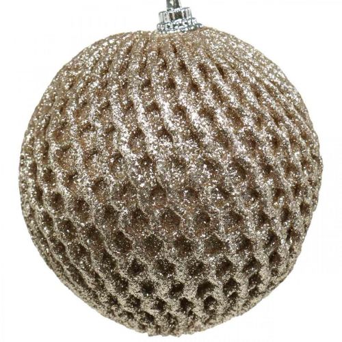 Floristik24 Palla di Natale palla champagne a nido d'ape Ø8cm 6 pezzi