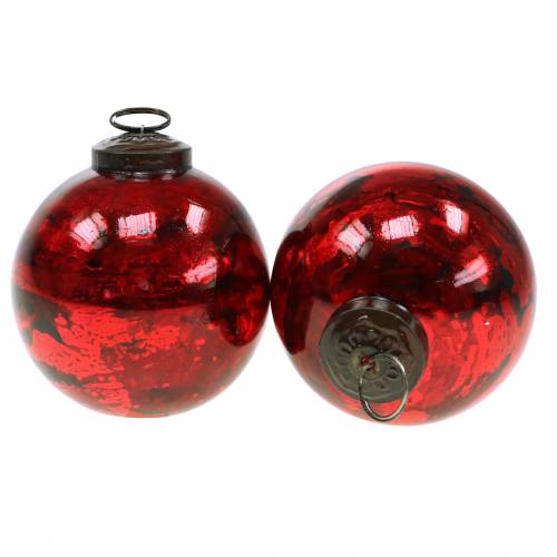 Addobbi per l'albero di Natale Palla di Natale in vetro rosso Ø10cm 4 pezzi | Floristik24.it