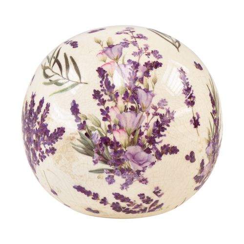 Sfera in ceramica con motivo lavanda decoro ceramica viola panna 12cm