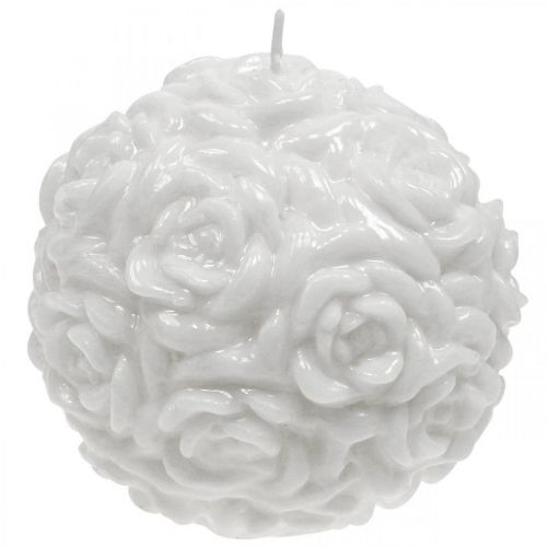 Prodotto Candela a sfera rose candela rotonda decorazione da tavola bianca Ø10,5 cm