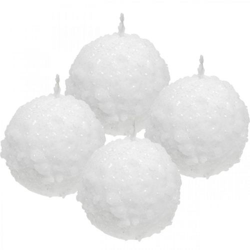 Floristik24 Candele dell'Avvento, candele a sfera, candele a palle di neve 80 mm 4 pz