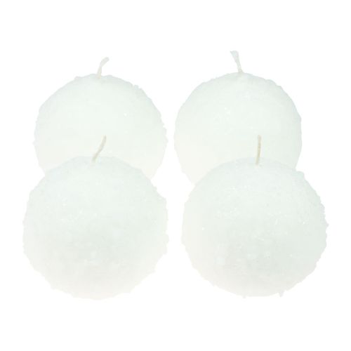 Floristik24 Candele a sfera candele bianche a palle di neve candele a sfera Ø10 cm 4 pz