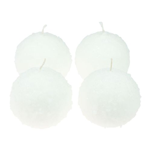 Floristik24 Candele a sfera candele bianche a palle di neve candele a sfera Ø10 cm 4 pezzi