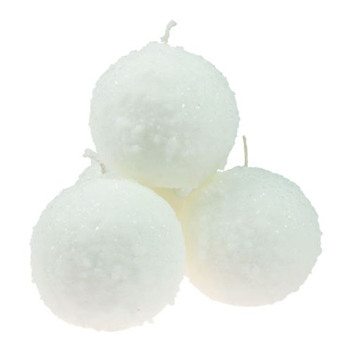 Prodotto Candele a sfera candele bianche a palle di neve candele a sfera Ø10 cm 4 pezzi